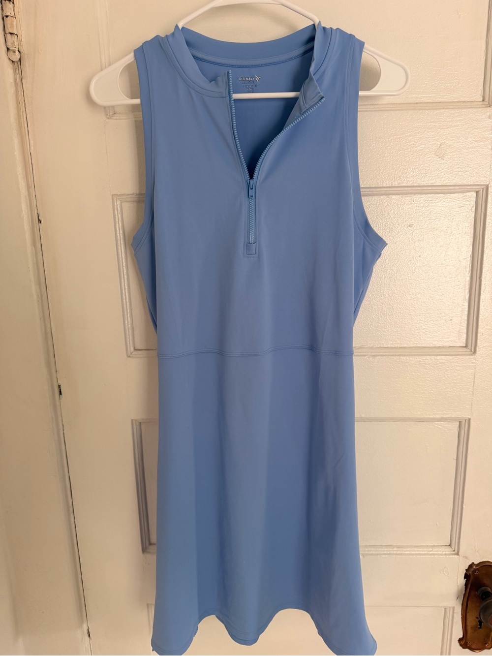 Old Navy Light Blue Sleeveless Zip Front Mini Dress